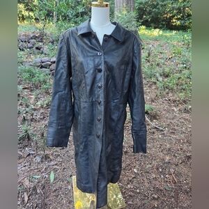 Margaret Godfrey Black Real Leather Women's Coat
